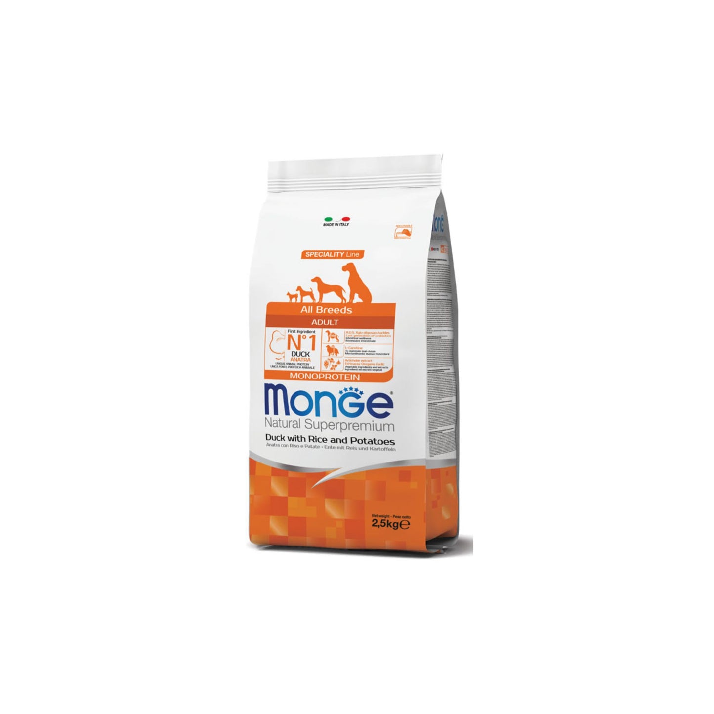 Monge Natural Superpremium All Breeds Adult Monoprotein Anatra con Riso e Patate