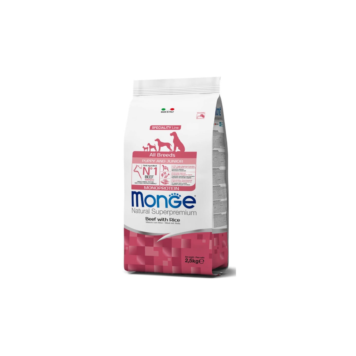 Monge Natural Superpremium All Breeds Puppy & Junior Monoprotein Manzo con Riso