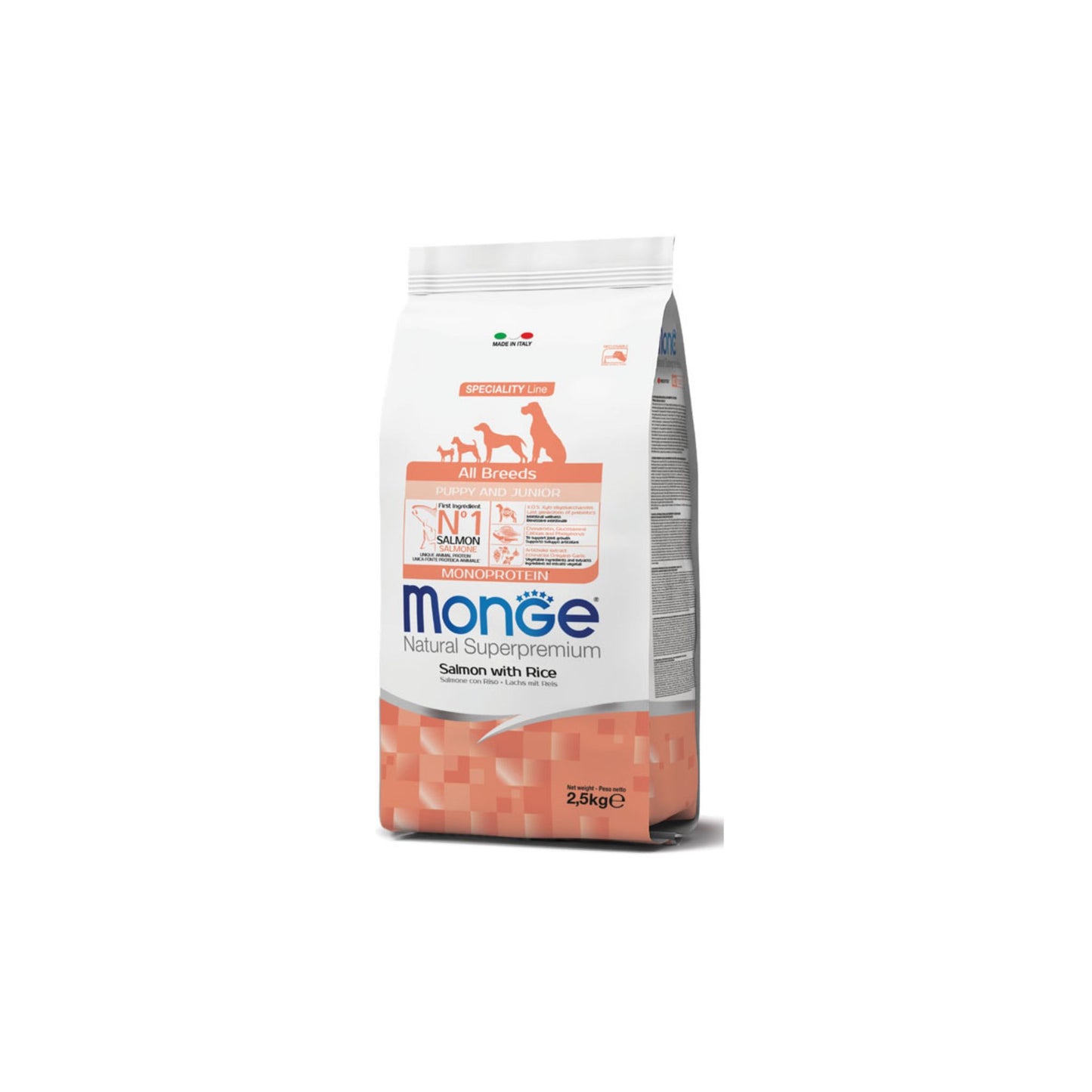 Monge Natural Superpremium All Breeds Puppy & Junior Monoprotein Salmone con Riso