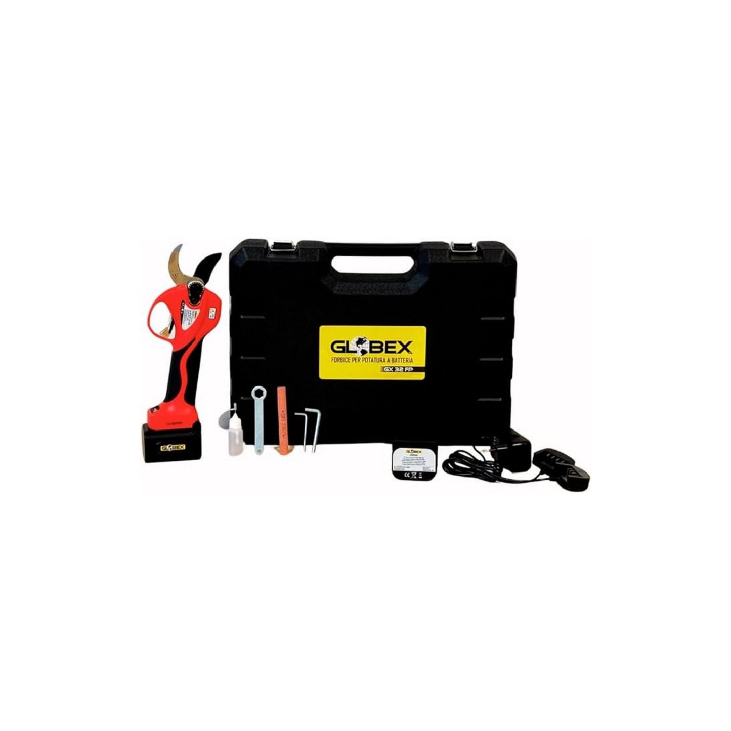 Globex FORBICE PER POTATURA GX 32 FP CON 2 BATTERIE A LITIO 14,4V-4,0AH Taglio max mm. 32