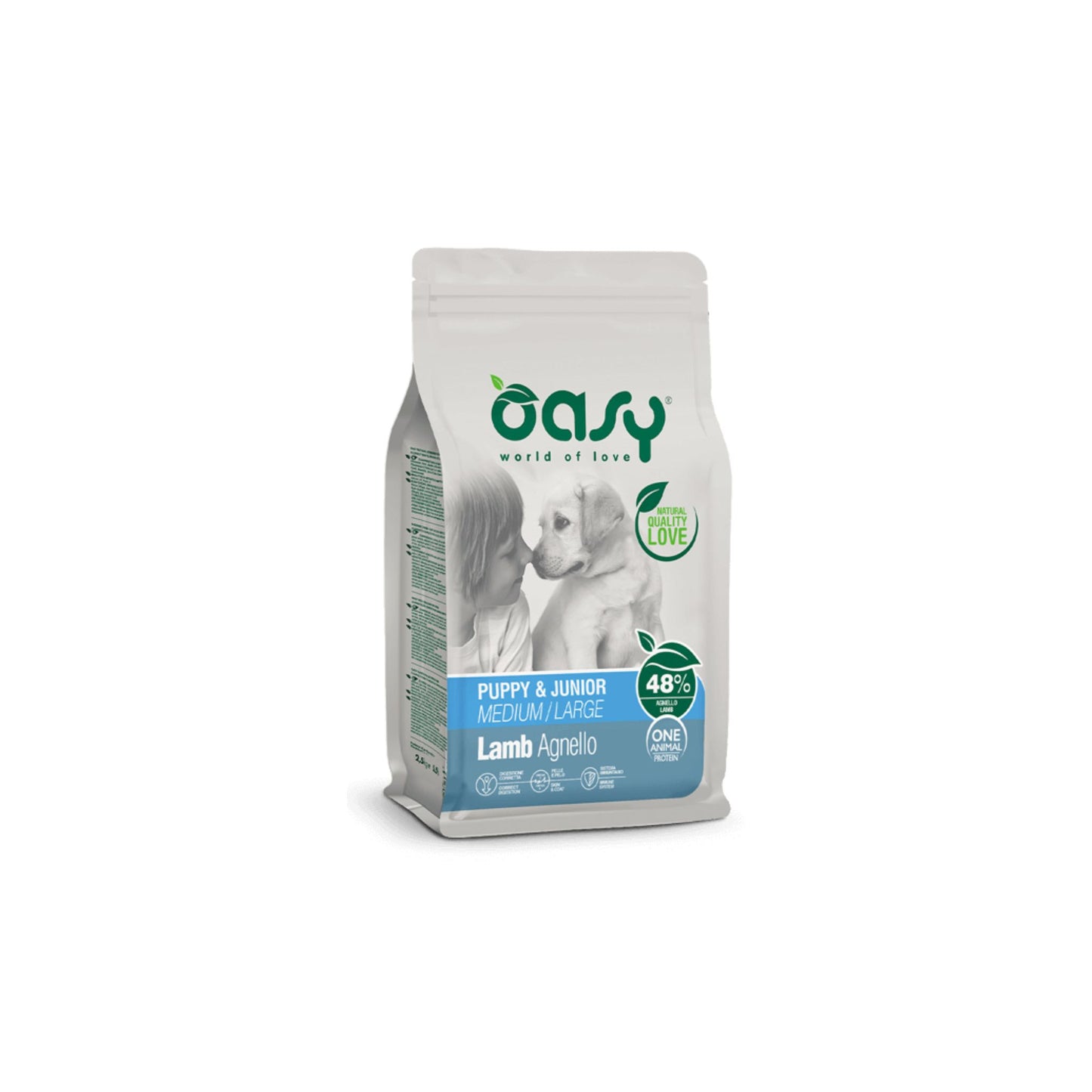 Oasy One Animal Protein Puppy & Junior Medium/Large Agnello
