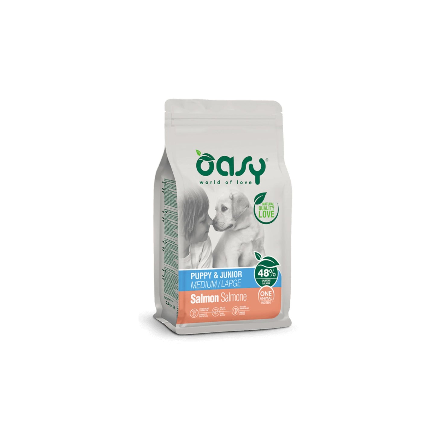 Oasy One Animal Protein Puppy & Junior Medium/Large Salmone