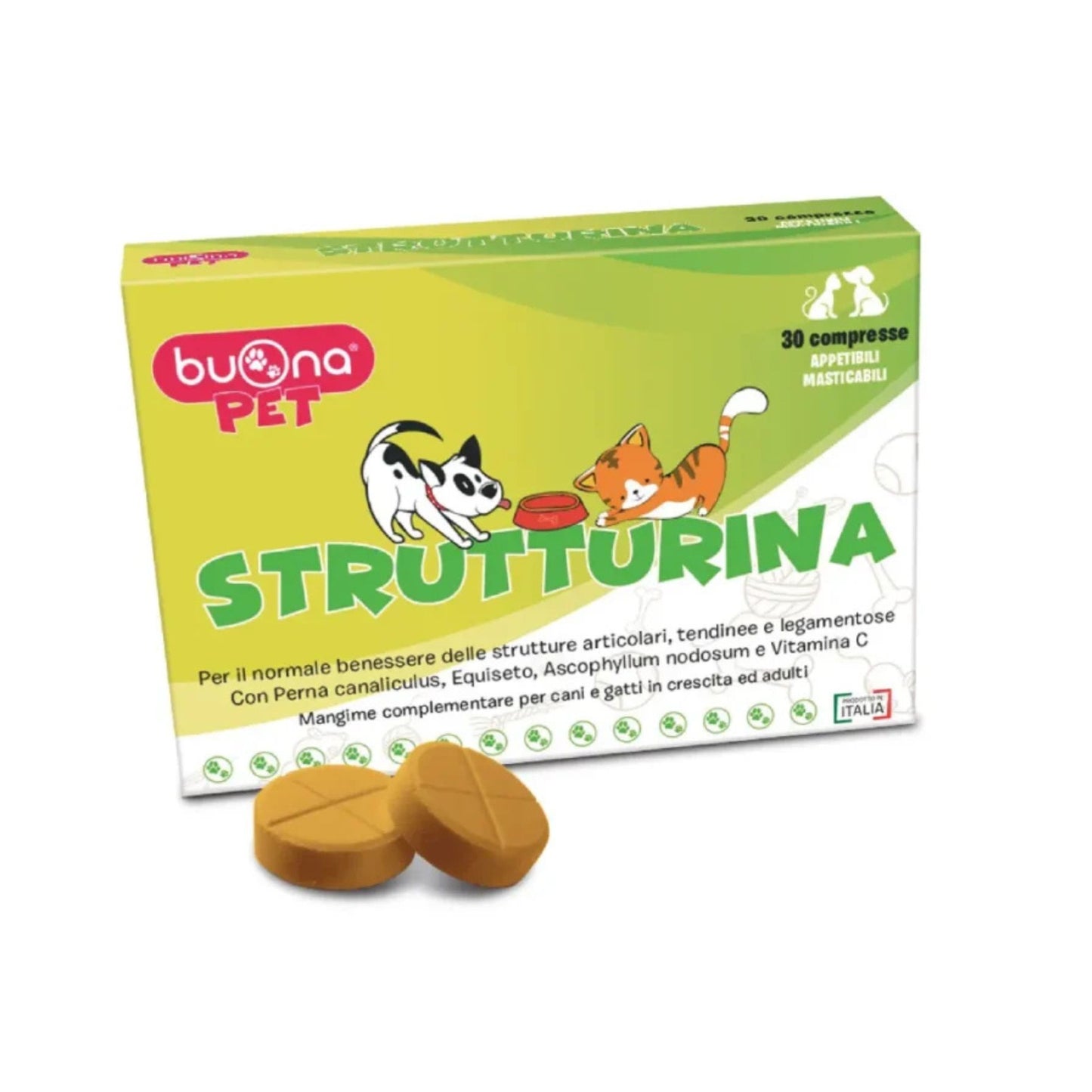 Strutturina è il supporto articolare che i tuoi amici a quattro zampe meritano. Questo mangime complementare rafforza tendini, articolazioni e legamenti, perfetto durante la crescita rapida di cani e gatti o quando il tuo cane adulto ha bisogno di una spinta extra.