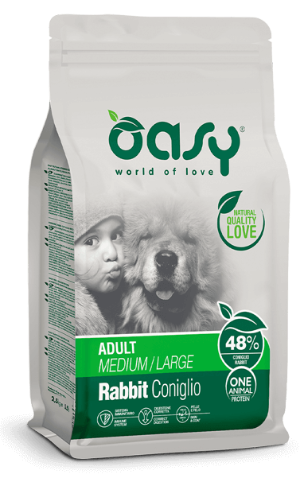 Oasy Dry Dog One Animal Protein- Adult Medium/ Large con Coniglio 2,5 kg