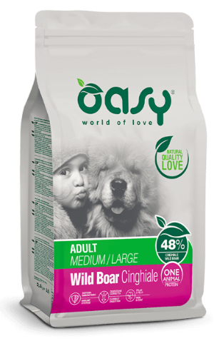 Oasy Dry Dog One Animal Protein- Adult Medium/ Large con Cinghiale 2,5 kg