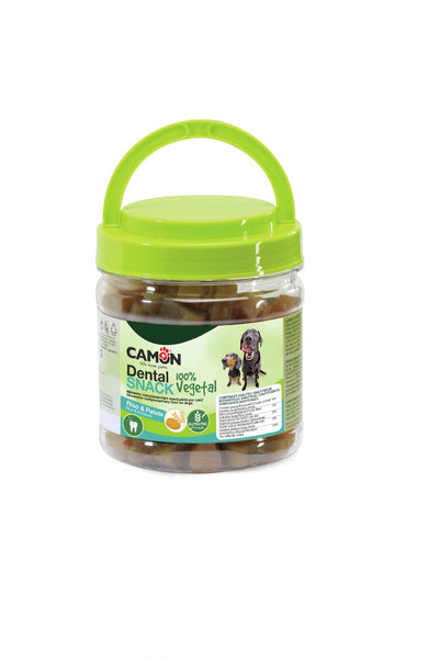 Questi sfiziosi Snack aiutano a prevenire la formazione di tartaro e placca e controlla l'alitosi. Speciale anche per cani che soffrono di intolleranze alimentari.