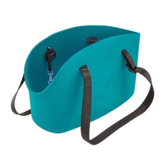 Borsa in resina per il trasporto di cani di piccola taglia, disponibile in diversi colori.