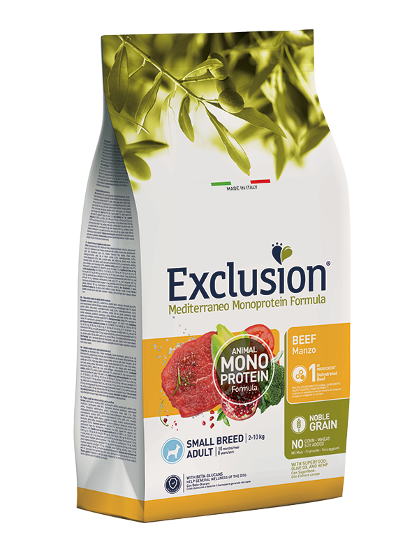 EXCLUSION MEDITERANEO MONOPROTEIN NOBLE GRAIN ADULT SMALL MANZO 2 KG