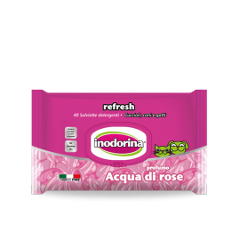 Inodorina SALVIETTE DETERGENTI REFRESH CON ACQUA DI ROSE 40 PZ