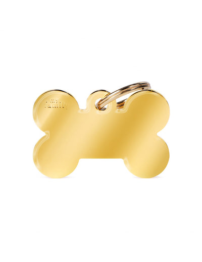 Medaglietta Grande a forma di Osso Basic in Ottone Dorato