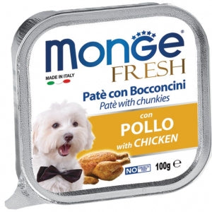 Delizioso paté con un cuore di prelibati bocconcini all'interno. Alimento completo per cani.  Senza coloranti, conservanti e con un basso tenore di zuccheri, è ideale per cani di piccola taglia e come premio per i cani più grandi. Agnello, Anatra, Maiale, Salmone, Manzo, Pollo, Verdure, Tacchino, Merluzzo, Tonno,