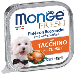Delizioso paté con un cuore di prelibati bocconcini all'interno. Alimento completo per cani.  Senza coloranti, conservanti e con un basso tenore di zuccheri, è ideale per cani di piccola taglia e come premio per i cani più grandi. Agnello, Anatra, Maiale, Salmone, Manzo, Pollo, Verdure, Tacchino, Merluzzo, Tonno,