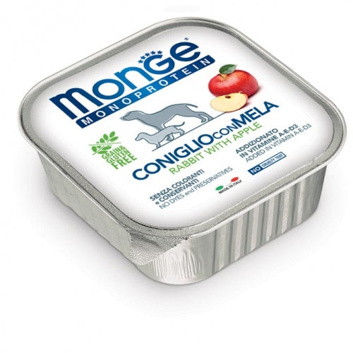 Monge Monoproteina, Vascetta, Cane, Pollo, Agnello, Lamponi, Coniglio, Mela, Anatra, Mirtillo, 150 g
