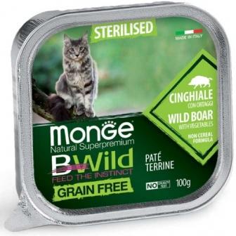 MONGE BWILD GRAIN FREE CINGHIALE CON ORTAGGI STERILISED 100 G PATè