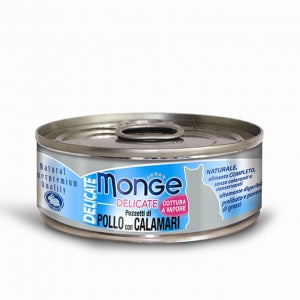 Monge Lattine Natural Delicate Superprium, Tonno, Salmone, Manzo, Pollo, Calamari, Prosciutto 80 gr, Gatto