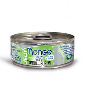 Monge Jelly Filetti di tonno con surimi cibo umido per gatto 80 g