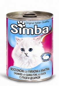 Alimento completo per gatti adulti. Deliziosi Bocconcini con Faraona e Anatra. Servire il cibo umido a temperatura ambiente e non dare al gatto il prodotto troppo freddo, lasciare a disposizione dell'acqua fresca e pulita. Lattina di 415 gr