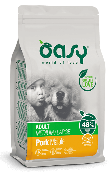 Oasy Dry Dog One Animal Protein- Adult Medium/ Large con Maiale 2,5 kg