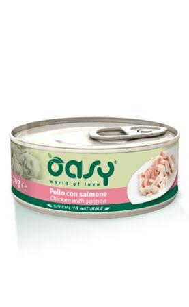 lattina oasy, Pollo con Salmone, cibo umido gatto, alimento naturale, specialità naturale 150 g