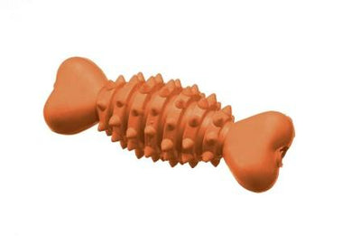 Gioco per cani molto resistente a forma di osso in gomma, utile per far massaggiare al cane denti e gengive e farlo divertire. Lunghezza del gioco 20 cm.