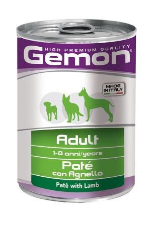 Monge Gemon High Premium Quality Dog per cani adulti di tutte le taglie, Patè con Agnello per cani di 1-8 anni, lattina per cane