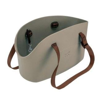 Borsa in resina per il trasporto di cani di piccola taglia, disponibile in diversi colori.