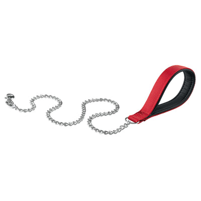 Guinzaglio Per cane con presa sicura e con Catenella in metallo cromato, Ferplast, Rosso, Nero, Blu, Marrone, Beige