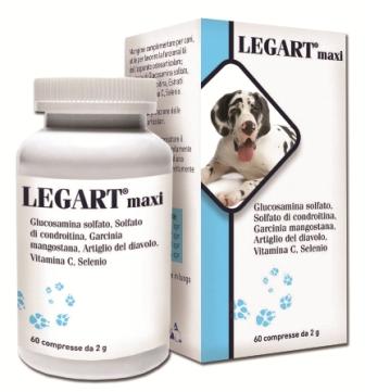 Legart Maxi è un mangime complementare per cani a protezione e rinforzo delle articolazioni.  Legart Maxi ha un'azione antiossidante utile per favorire la funzionalità osteoarticolare in fase cronica.