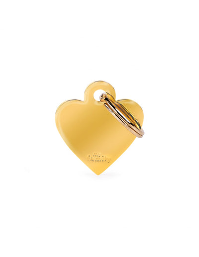 Medaglietta Cuore Basic Piccolo in Ottone Dorato per cane e gatto