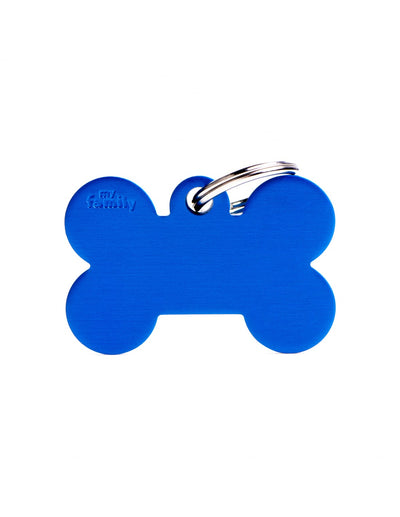 Medaglietta Grande a forma di Osso Basic Blu in Alluminio