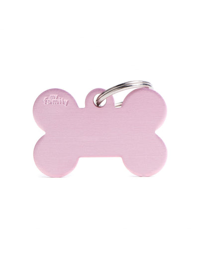 Medaglietta Grande a forma di Osso Basic Rosa in Alluminio
