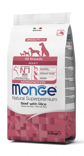 Cibo secco per cani di tutte le taglie, Alimento completo e bilanciato per cani adulti è composto da una singola fonte di proteine animali (manzo). 12 kg Monge