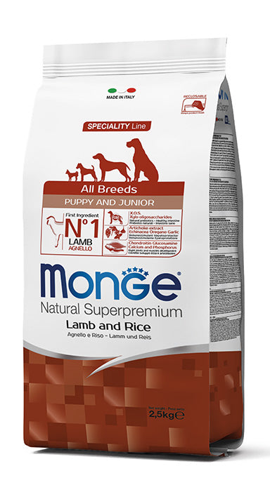 Monge Natural Superpremium Puppy e Junior con Agnello e Riso da 2,5 kg