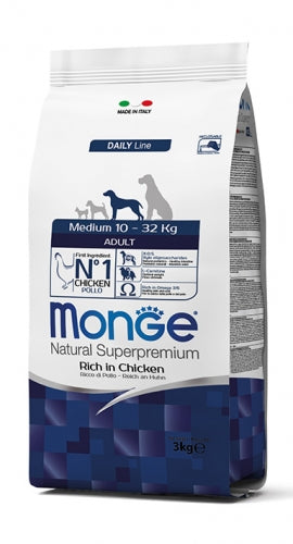 Le crocchette Monge Natural Superpremium Medium Adult con Pollo sono un alimento completo per cani adulti di taglia media. Garantiscono il benessere del cane grazie alla presenza di elementi nutritivi di altissima qualità, frutto della ricerca Made in Italy. 12 kg-3kg