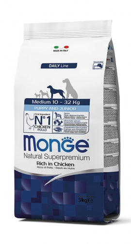 Monge Natural Superpremium Medium Puppy e Junior al Pollo formula soy free