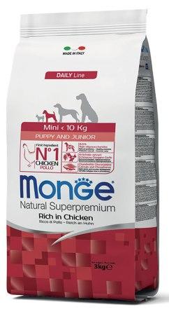 Le crocchette Monge Natural Superpremium Mini Puppy & Junior con Pollo sono un alimento completo per cuccioli di piccola taglia.