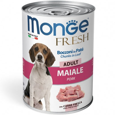 Alimento completo e bilanciato per Cani, all'interno abbiamo carne fresca che garantisce un'alta digeribilità. Maiale 400 gr
