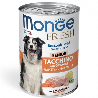 Alimento completo e bilanciato per Cani, all'interno abbiamo carne fresca che garantisce un'alta digeribilità. Tacchino e verdure, senior 400 gr
