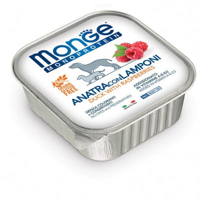 Monge Monoproteina, Vascetta, Cane, Pollo, Agnello, Lamponi, Coniglio, Mela, Anatra, Mirtillo, 150 g