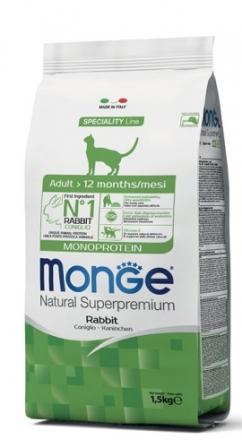 MONGE NATURAL SUPERPREMIUM MONOPROTEIN ADULT GATTO AL CONIGLIO 1,5 KG