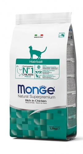 Monge Natural Superpremium Hairball per gatto con Pollo da 400 g
