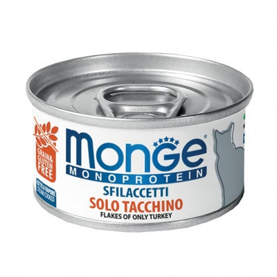 Deliziosi Sfilaccetti per Gatti, Monoproteina, Monge, Solo Tacchino, Solo Coniglio